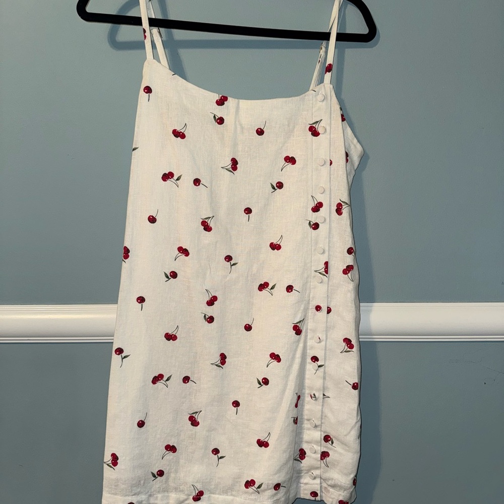 Cherry Print White Dress/Romper